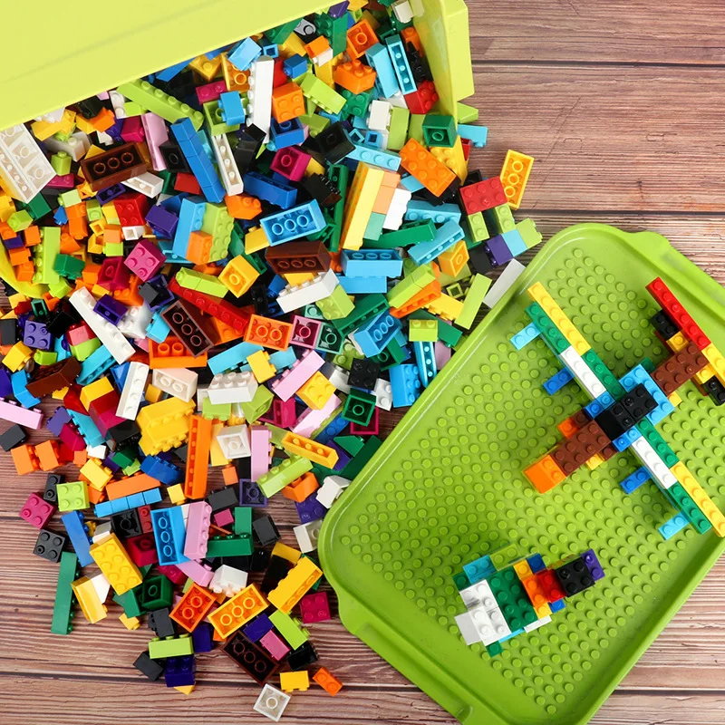 

300/500/1000 Pieces Building Blocks Accessories Compatible Enlightenment Large Blocks Kids Basic Smooth Plastic Educational Toys