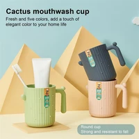 new creative cactus toothbrush cup mouthwash household plastic wash cups couple toothbrush cup with handle brushing cups