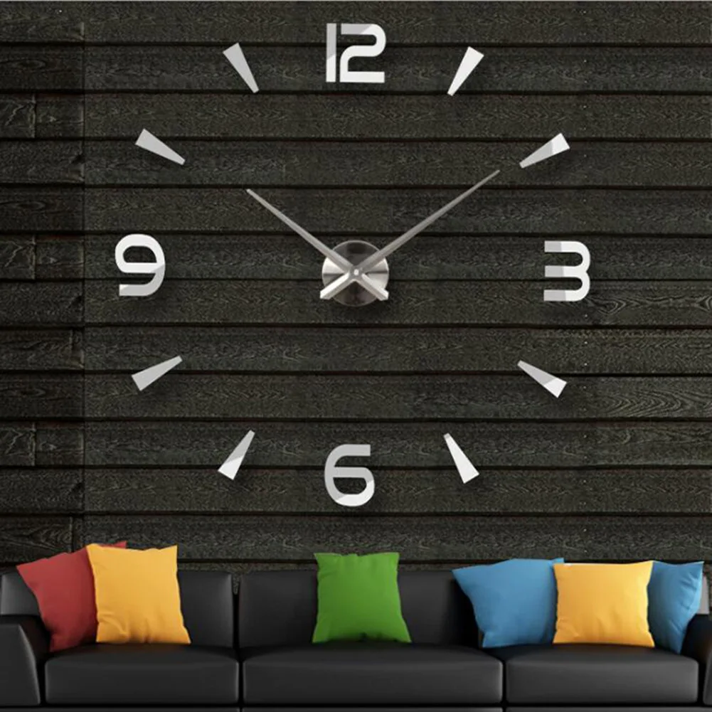 

3D Wall Clock Modern Design DIY Acrylic Mirror Stickers reloj de pared Watch Wall Clocks Home Decor Large Quartz Needle Horloge