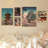 japanese landscape retro art diy poster kraft paper prints and posters vintage decorative painting