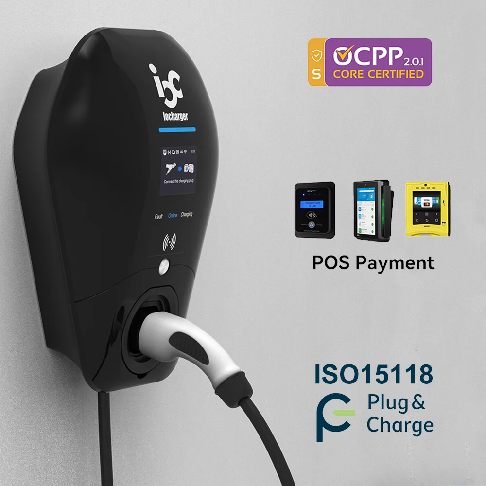 Фото Зарядное устройство Iocharger OCPP 2.0.1 ISO15118, вилка и зарядка, динамическая нагрузка, балансировка, приложение RFID, 22 кВт, тип 2, зарядное устройство для электромобилей №1