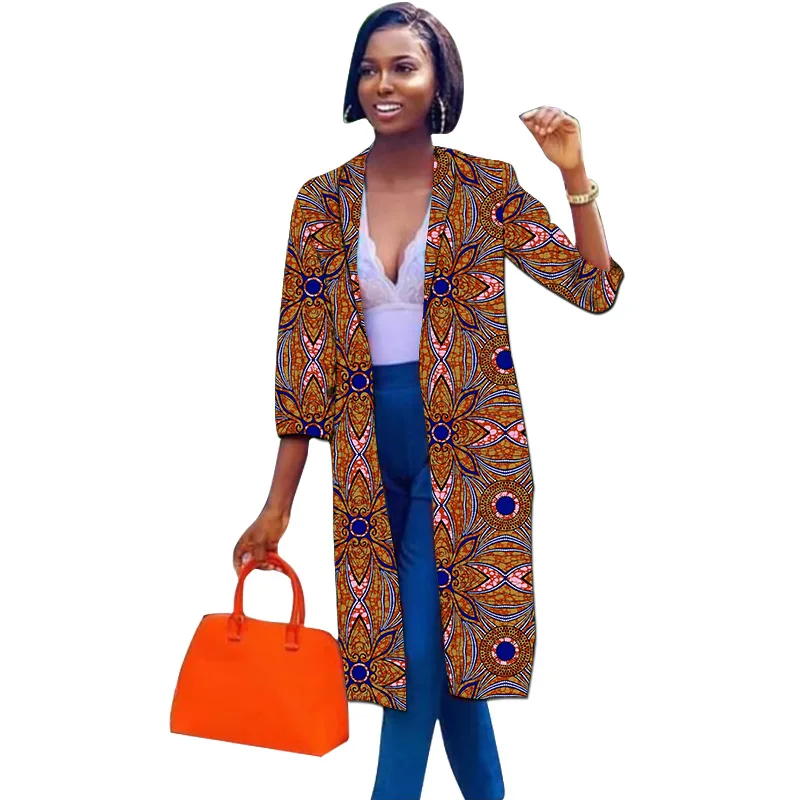 Cardigan Design Women's Long Blazers Three Quarter Sleeve Coats Trendy African Print Suit Jackets Ladies Ankara Outfit