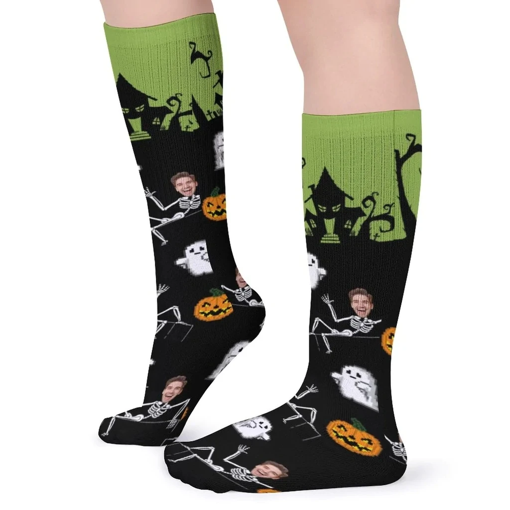 Фото M Yescustom Face Gift для него/ее пользовательское лицо сублимированные круглые носки Хэллоуин персонализированные смешные фото носки подарок №4