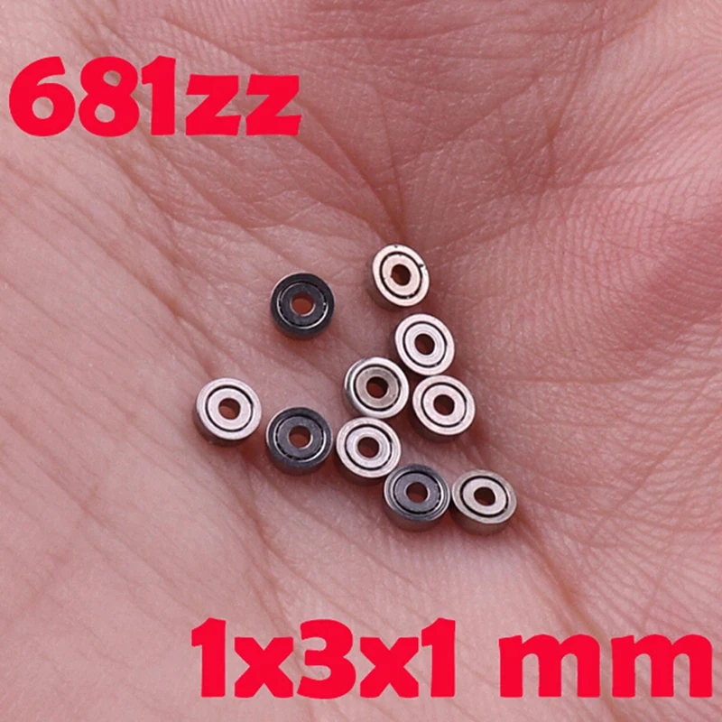 

Hot sale 10pcs 681ZZ Miniature Mini Ball Bearings Metal Open Micro Bearing 1x3x1mm Rodamiento de bolas 681ZZ