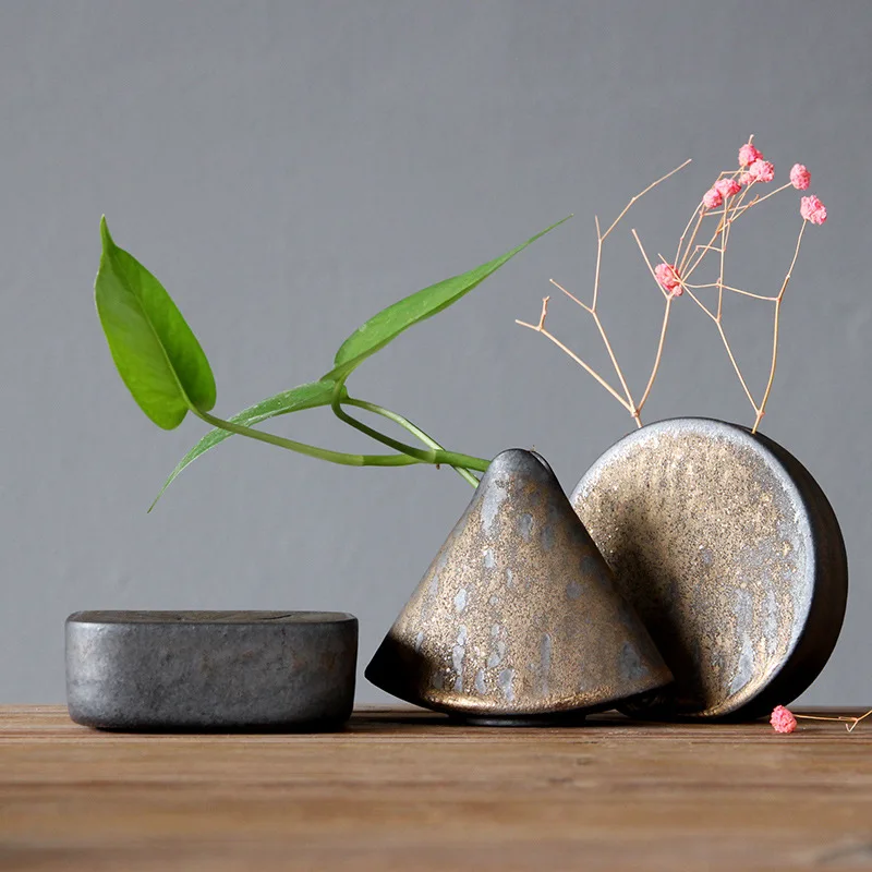 

Small Vase Ornaments Rough Pottery Stove Becomes Small Flower Tea Ceremony Zen Hydroponic Flower Small Ceramic Vase