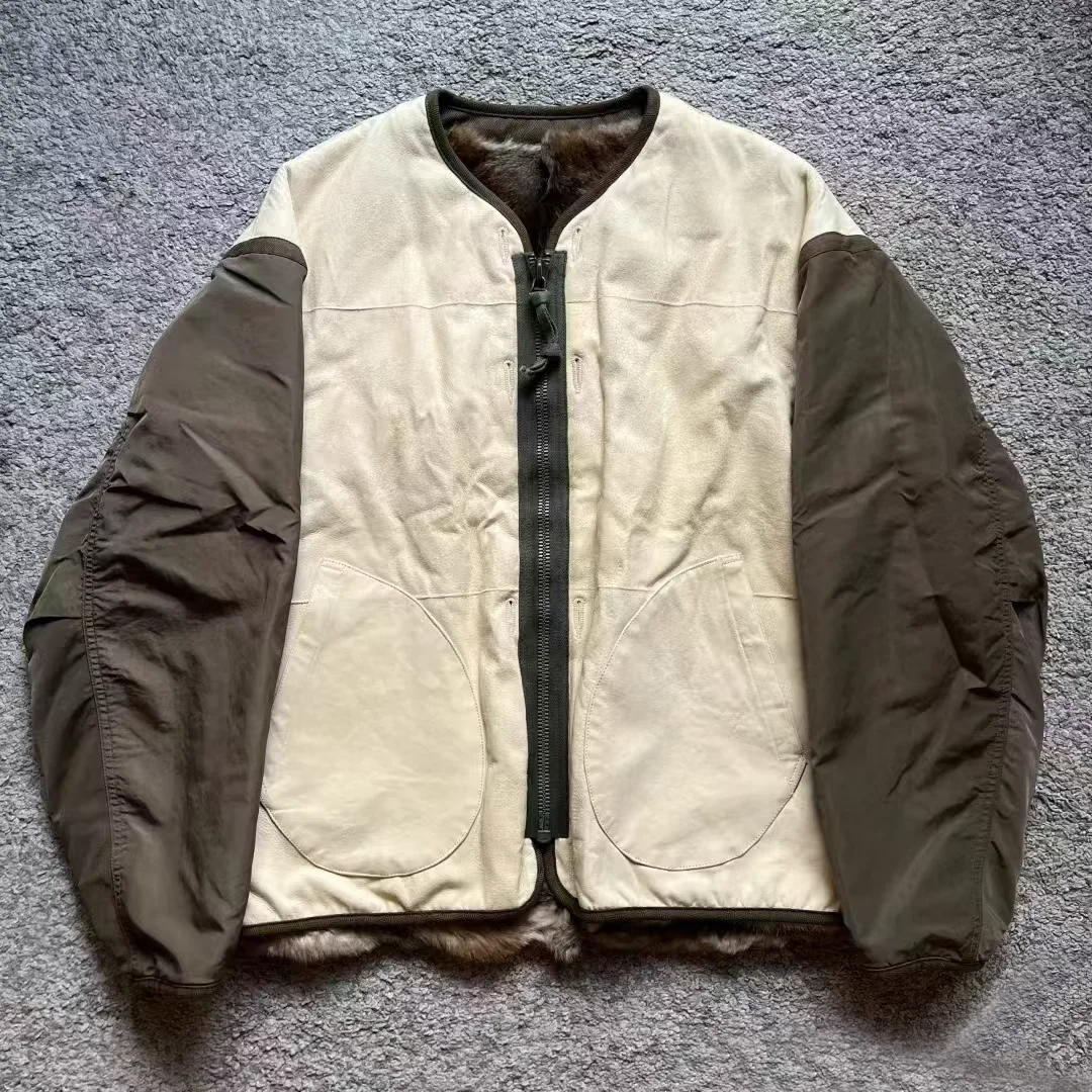 Мужская двусторонняя куртка из овчины VISVIM FIL 24SS IRIS JKT(RBT) кроличьего меха