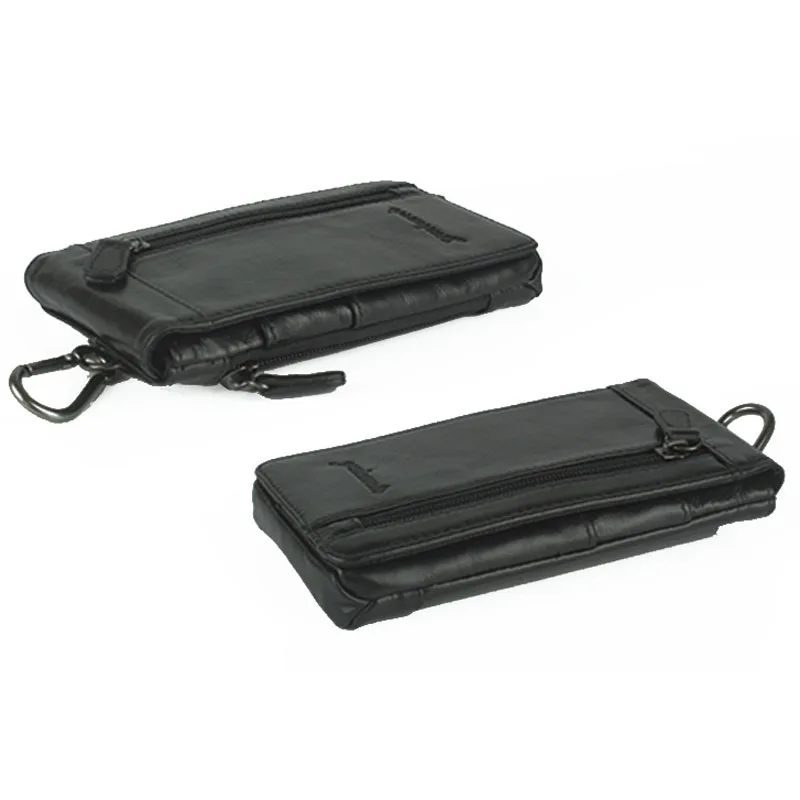 Hot Sale Men Genuine Leather Waist Bag Cell/Mobile Phone Case Card Holder Purse Pouch Hook Belt Skin Cowhide Fanny Pack