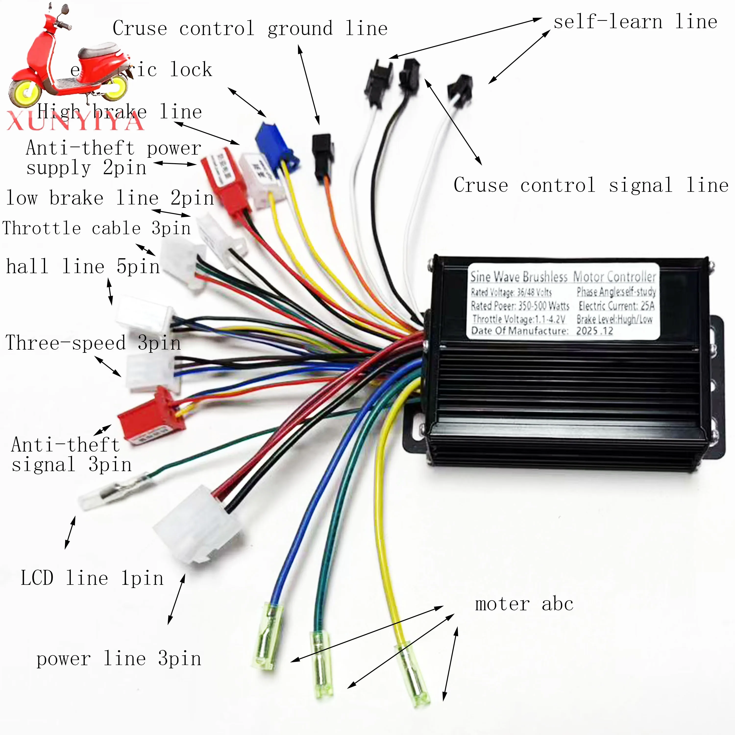 

Контроллер двигателя 36В/48В 300Вт/500Вт для электровелосипедов и мотоциклов