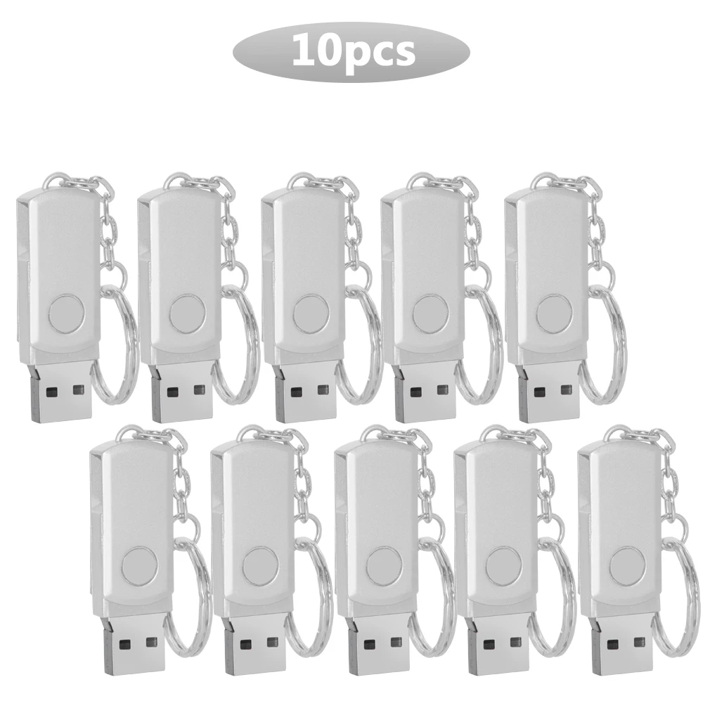 

Металлический USB флеш-накопитель, 10 шт., флэш-накопитель, 4 ГБ, 8 ГБ, 16 ГБ, 32 ГБ, 64 ГБ, Флэшка с реальной емкостью, USB-карта памяти с брелоком