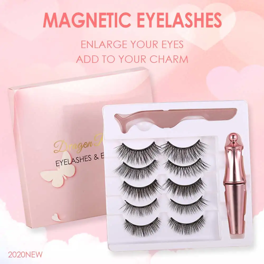 

Five Pairs Of 3D Magnetic Eyeliner Liquid False Eyelashes Set Eyelashes Magnetic Eyeliner False Lashes Lasting Eyelash Makeup