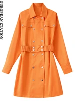 pailete women 2022 fashion with belt rivet trench coat vintage lapel collar long sleeve female outerwear chic overcoat