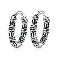 vintage silver plated hoop earrings personality thai silver round chain hemp rope chain hoop earrings rock hip hop jewelry