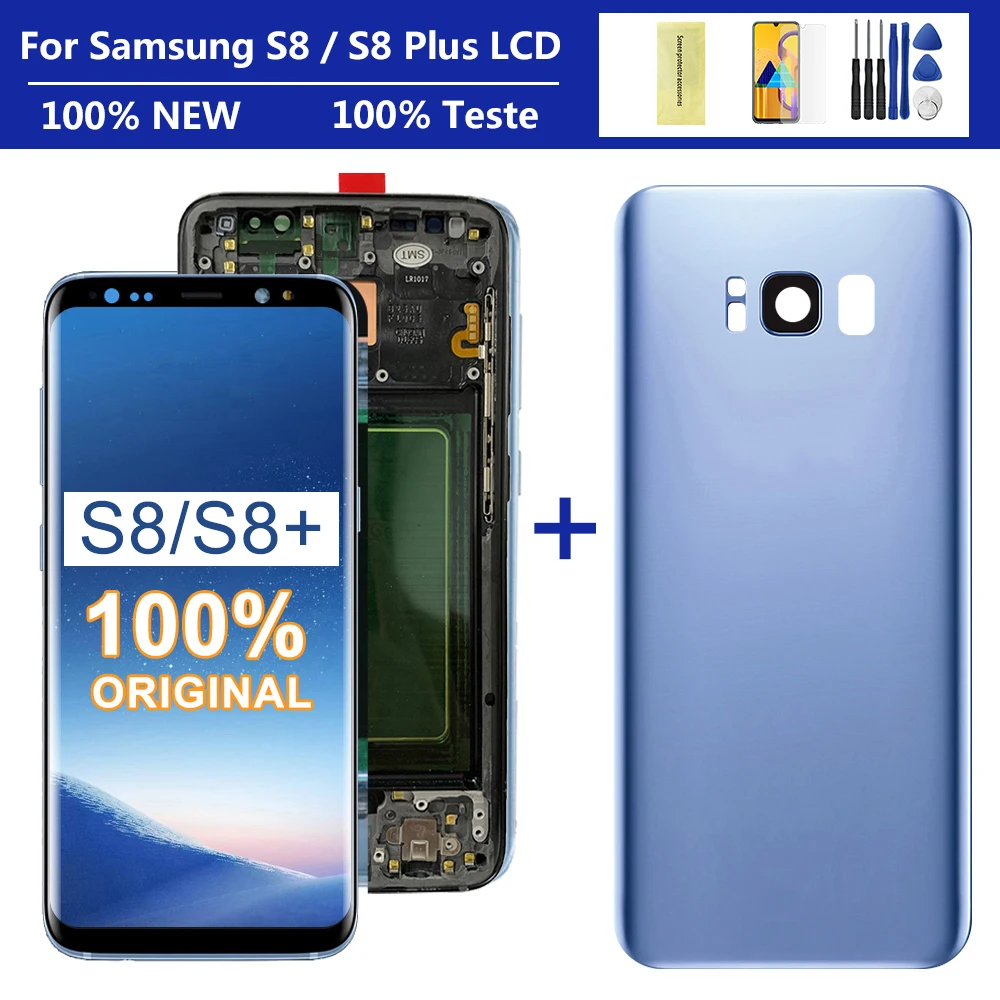 

. 100% ORIGINAL S8 LCD with frame For Samsung Galaxy S8 plus G955fd G955F G955 Lcd Display S8 G950 G950F Touch Screen Digitizer