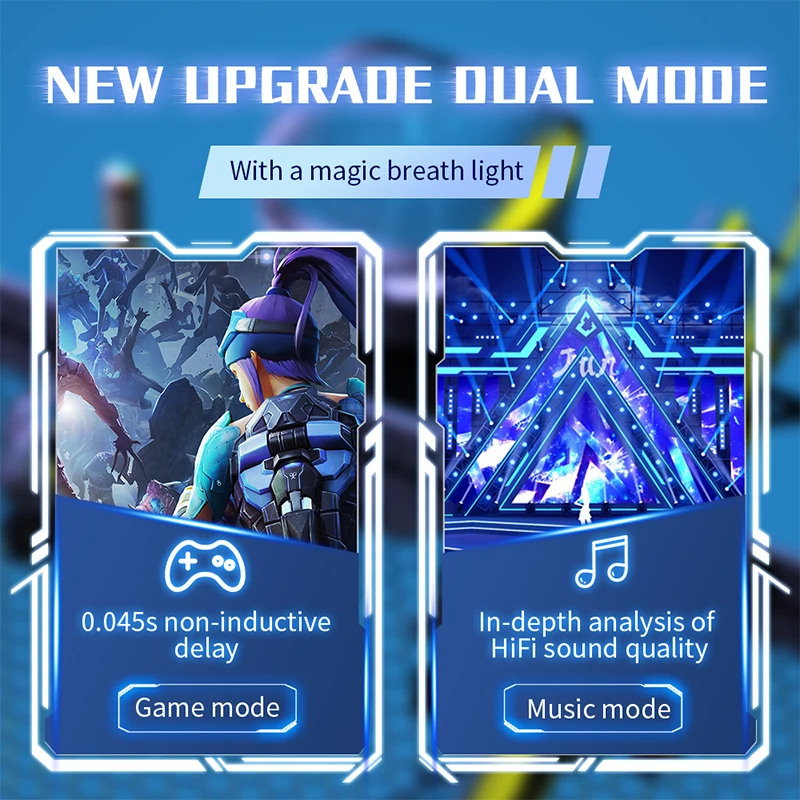 Игровые наушники TWS беспроводные Bluetooth 5 1 игровые музыка двойной режим Нулевая