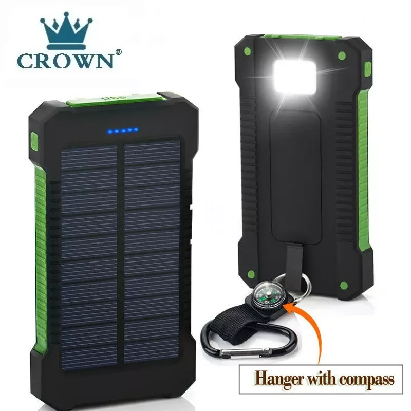 

NEW2023 Solar Power Bank Waterproof 30000mAh Solar Charger USB Ports External Charger Powerbank for Xiaomi 5S Smartphone with LE
