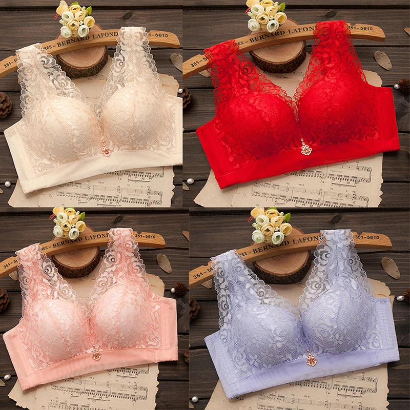 

Sexy Lace Surface Gathering Ladies Bra Comfortable Breathable Upper Receiving Side Breast Vest Sexy Lingerie Bras for Women