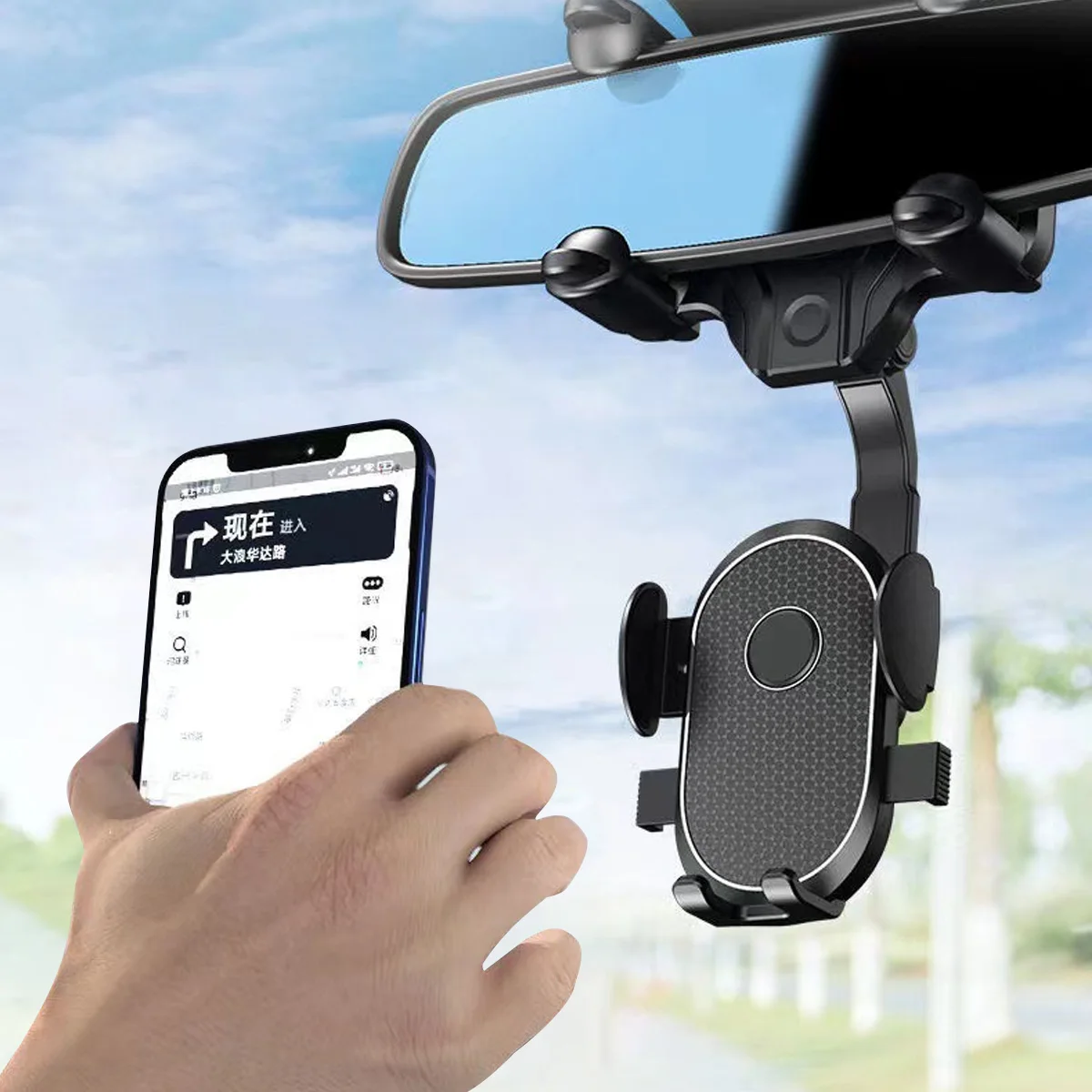 

Universal 360 Rotatable Retractable Car Phone Holder Rearview Mirror Driving Recorder Bracket DVR/GPS Mobile Phone Support