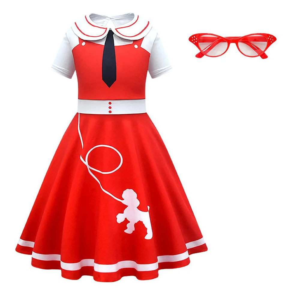 6 шт./комплект детский красный костюм с юбкой