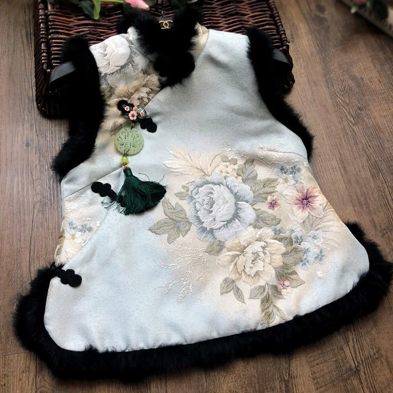

Embroidery Traditional Ethnic Vintage Thick Gilet Short Women Tang Suit Chinese Style Vest Coat Cotton Sleeveless Jacket Female