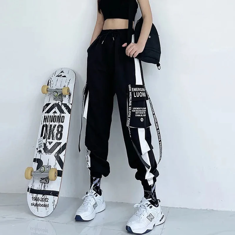 

2022 Women Cargo Pants High Waist Loose Sport Trouser Streetwear Clothing Harajuku Casual Pant High Quality Elastic Waist Bottom