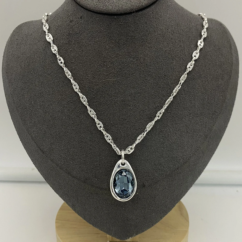 

Ожерелье женское из циркония в форме капли, аксессуар из металла с синим цирконием, модное элегантное колье, подходит для UNO DE 50, 2023