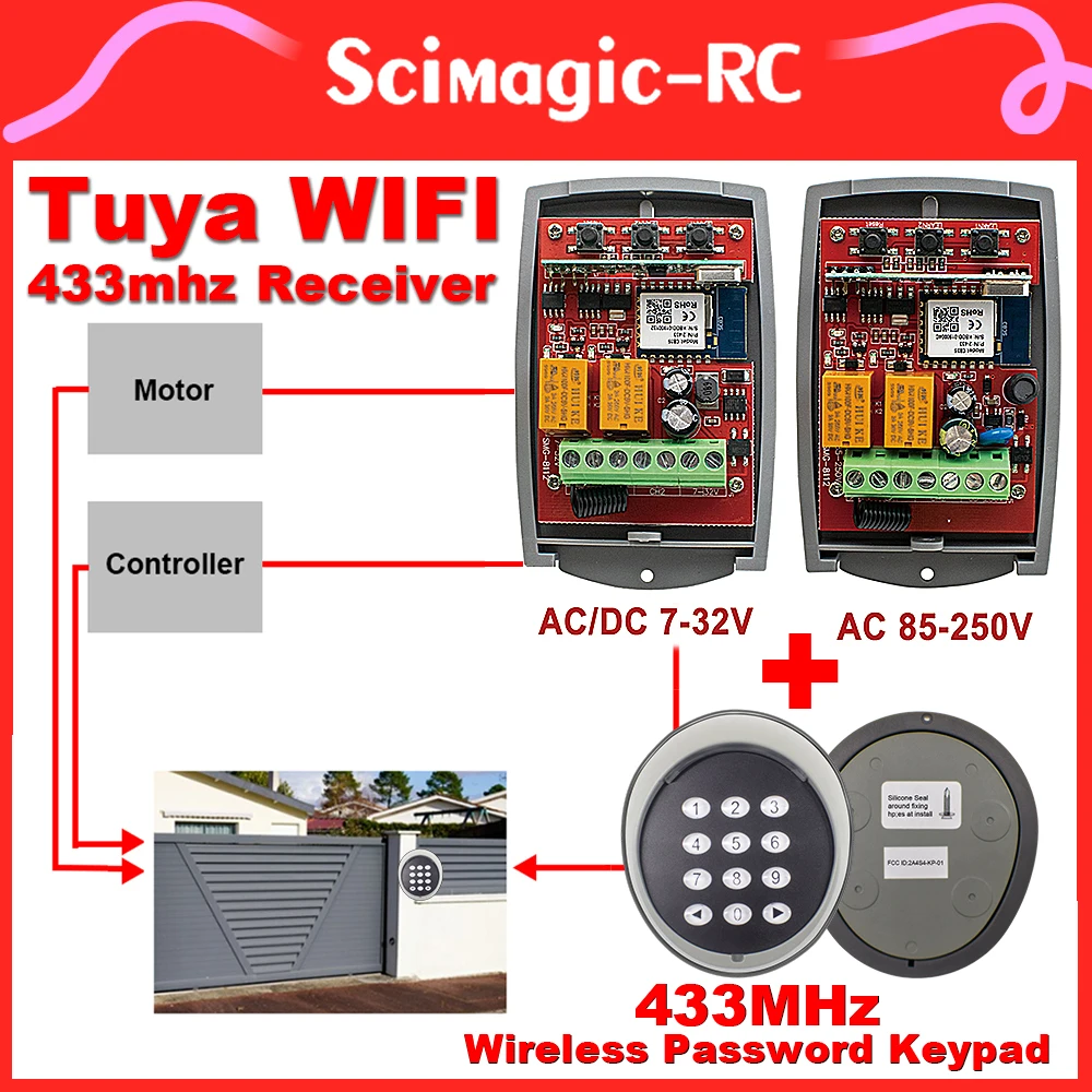 1/3/5/10 штук. Tuya WIFI 433 МГц Приемник 2 канала 92 Устройство открывания гаражных ворот