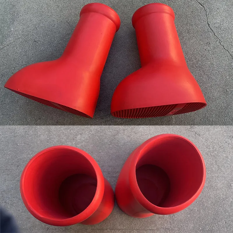 Black and red Astro rain boots EVA handmade men's and women's fashion cartoon space boots Children's adult knee boots