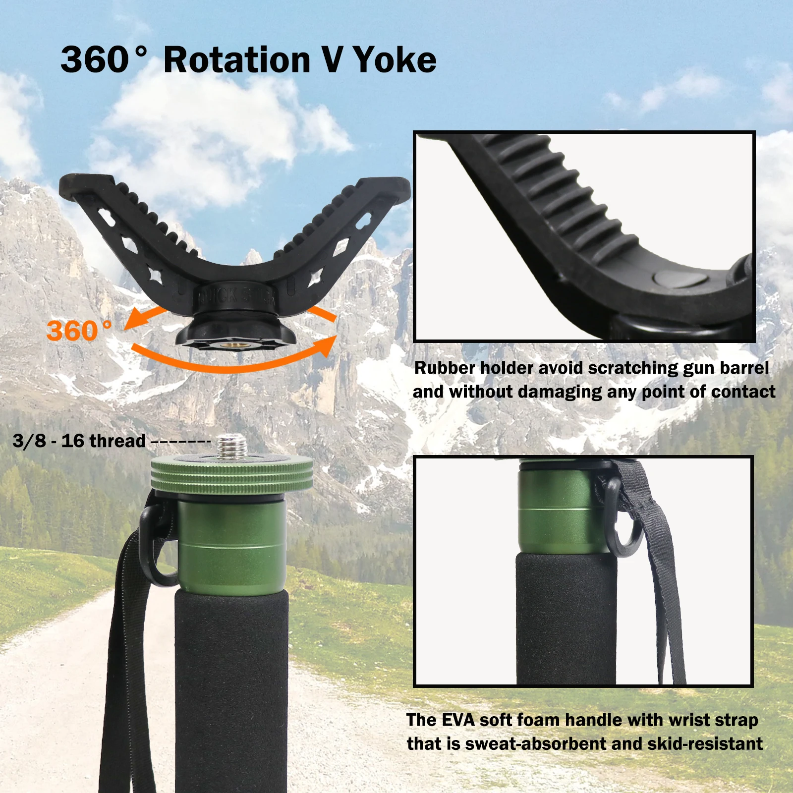 Алюминиевый охотничий монопод Регулируемая зеленая палочка для стрельбы