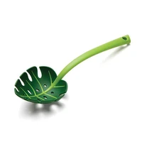 green monstera leaf colander multifunctional long handled spaghetti slotted serving spoon salad slotted spoon for home kitchen