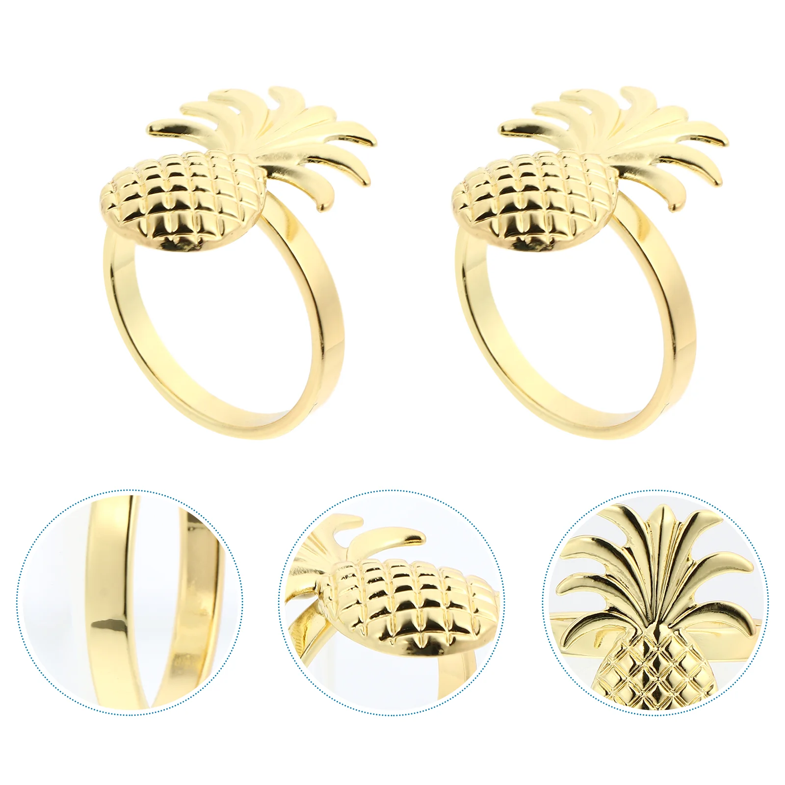 

Napkin Rings Pineapple Ring Holder Holders Table Holiday Serviette Hawaiian Summer Hawaii Buckles Beach Party Wedding Gold Decor