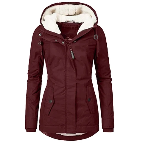 Зимнее теплое пальто, женская однотонная плюшевая утепленная куртка, зимний дождевик с капюшоном для походов и прогулок, ветрозащитное пальто