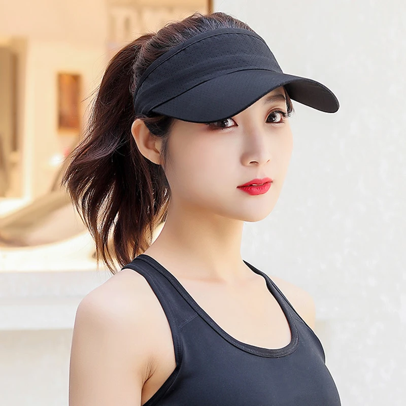 Летняя прозрачная шляпа с открытой верхней частью, шляпка для тенниса, гольфа, бега, солнцезащитная шапка с регулируемым козырьком для мужчин и женщин, защита от УФ-излучения.