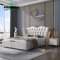 Light Luxury 1.8m Leather Bed Modern Master Bedroom Furniture Italian Double Bed With Storage Space Muebles De Dormitorio