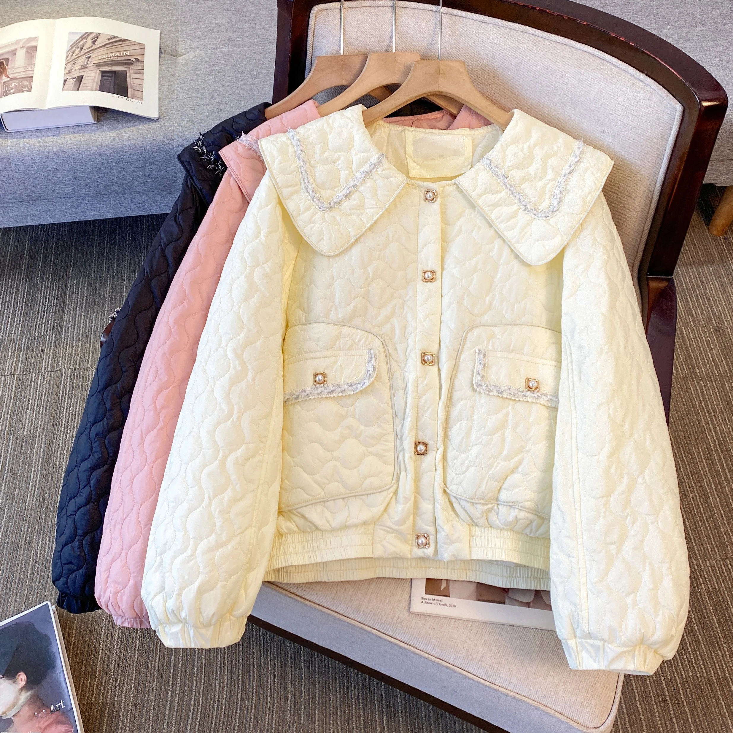 Пуховик с хлопковой подкладкой женская одежда новинка 2024 зимнее изящное пальто