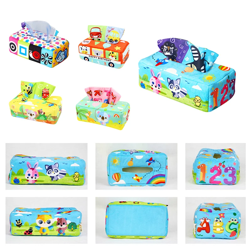 

Тканевая коробка, сенсорные игрушки, красочные шарфы, занятая доска, Развивающие мягкие игрушки для детей 0-18 месяцев