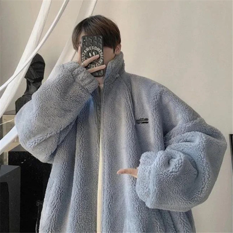 Winter Warm Coats for Men Leisure Lamb Wool Outerwear Male Loose Zipper Padded Jacket Chic 2022 Trendy Men's Clothing