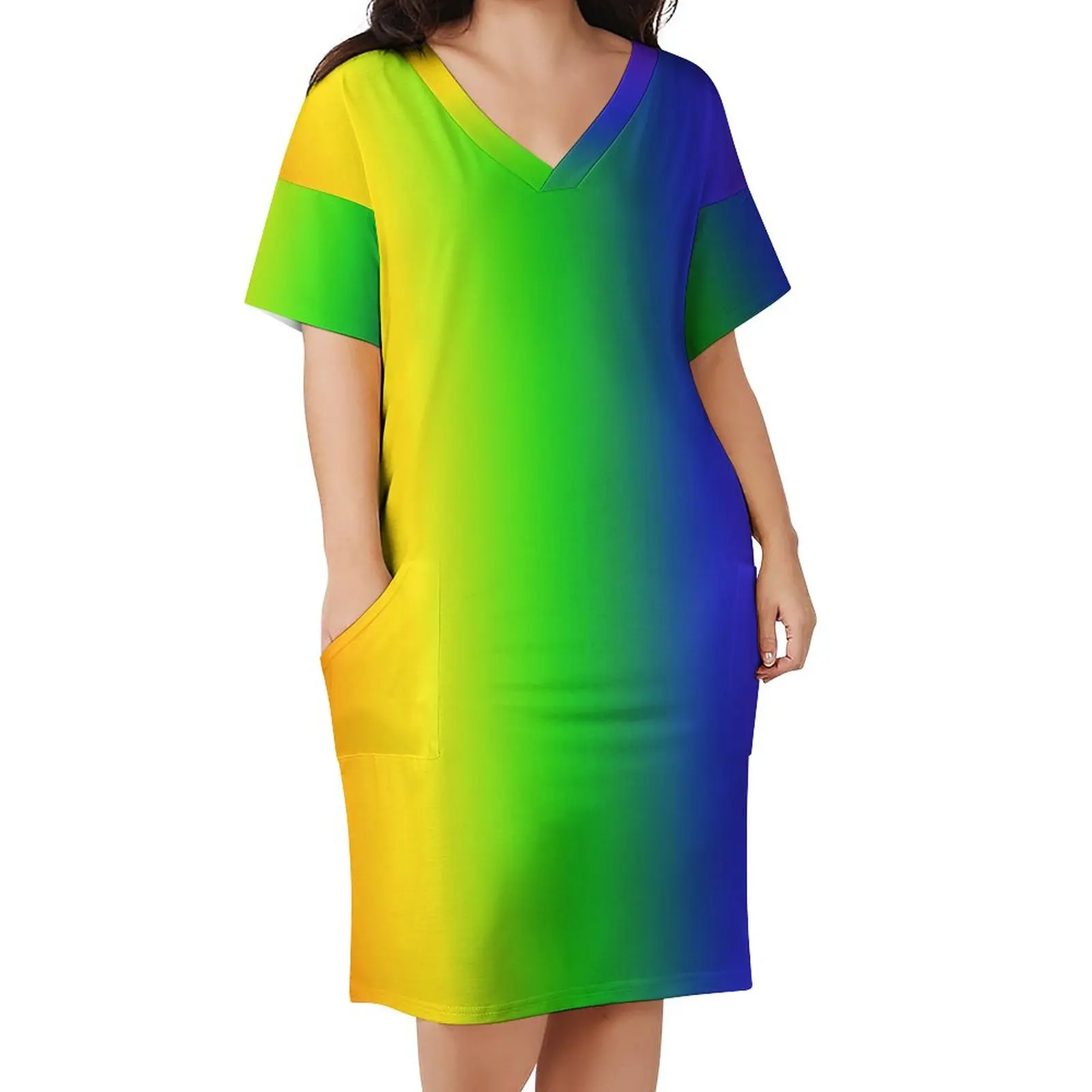 

Женское платье с V-образным вырезом, с градиентом