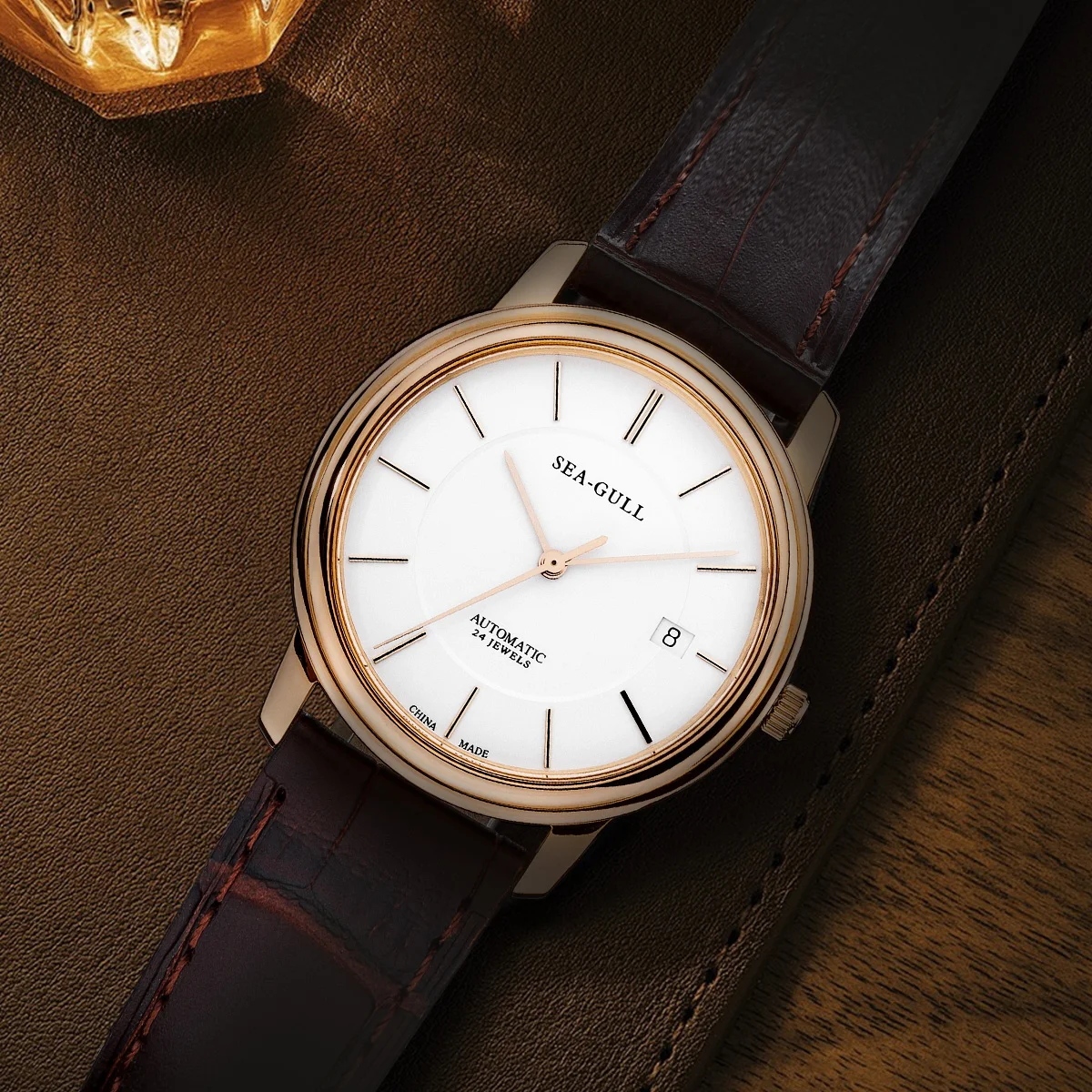 Фото Мужские часы Seagull Ultra Thin Series, 38 мм, ретро-механические автоматические часы, деловые и повседневные наручные часы, часы высшего класса, модель M201SG №3