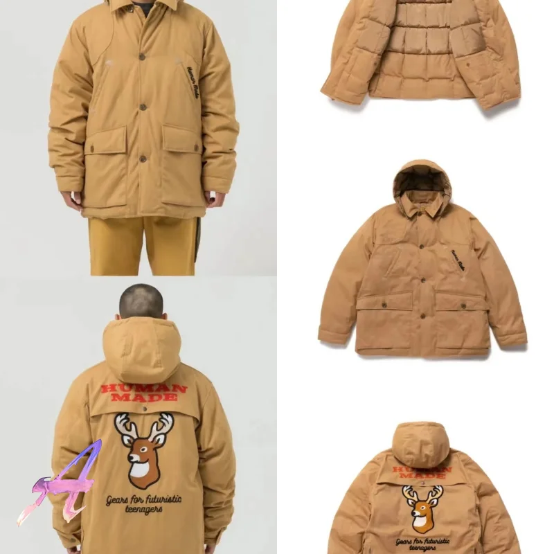 

HUMAN MADE Elk Head Embroidery Down Coat Hooded Mid-length Parker Jackets