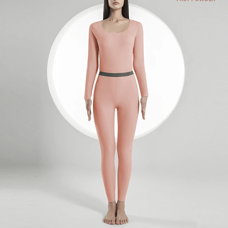 

Комплект простого однотонного термостойкого утепленного нижнего белья с длинными брюками