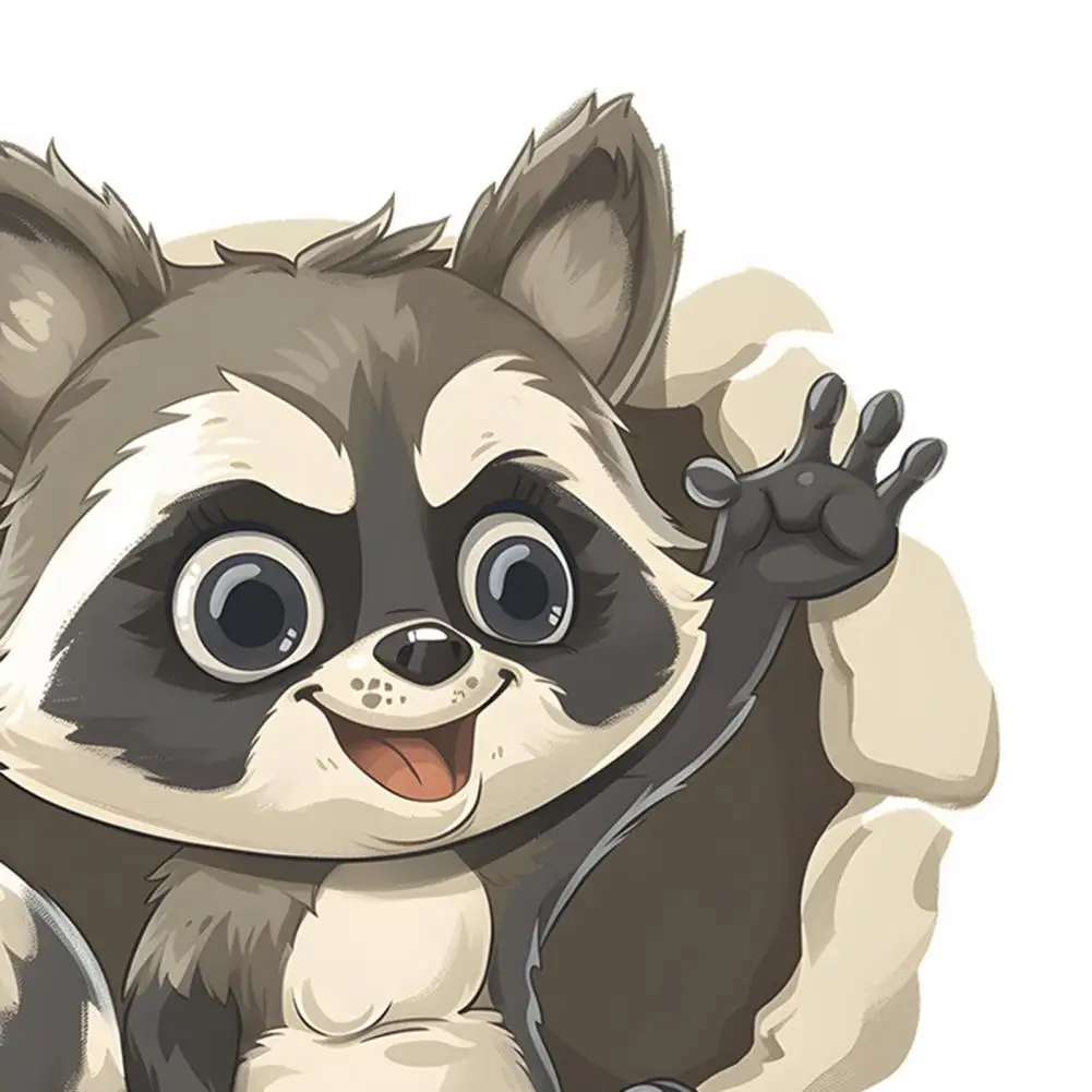 Наклейка на унитаз с изображением енота съемная самоклеящаяся