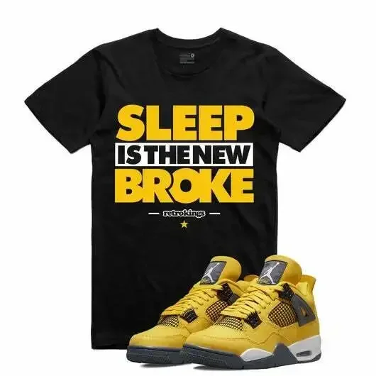 Фото СОВЕРШЕННО НОВАЯ ФУТБОЛКА RETRO KINGS AJ4 LIGHTNING SLEEP ЧЕРНАЯ, РАЗМЕРЫ S-3XL, ЛИМИТИРОВАННАЯ СЕРИЯ №1