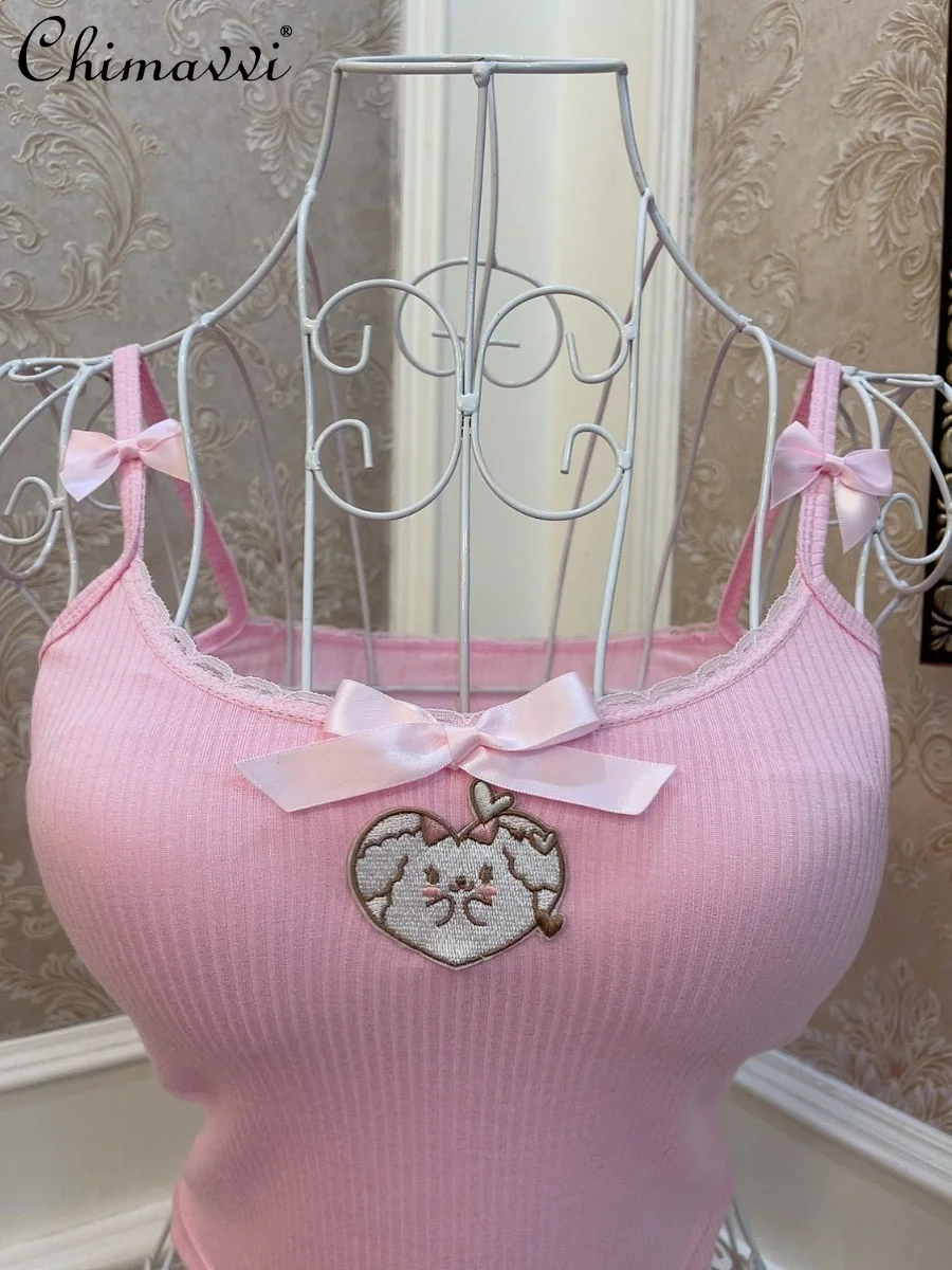 Женский топ с бантом Sanliou Love облегающий короткий открытым животом новинка 2024