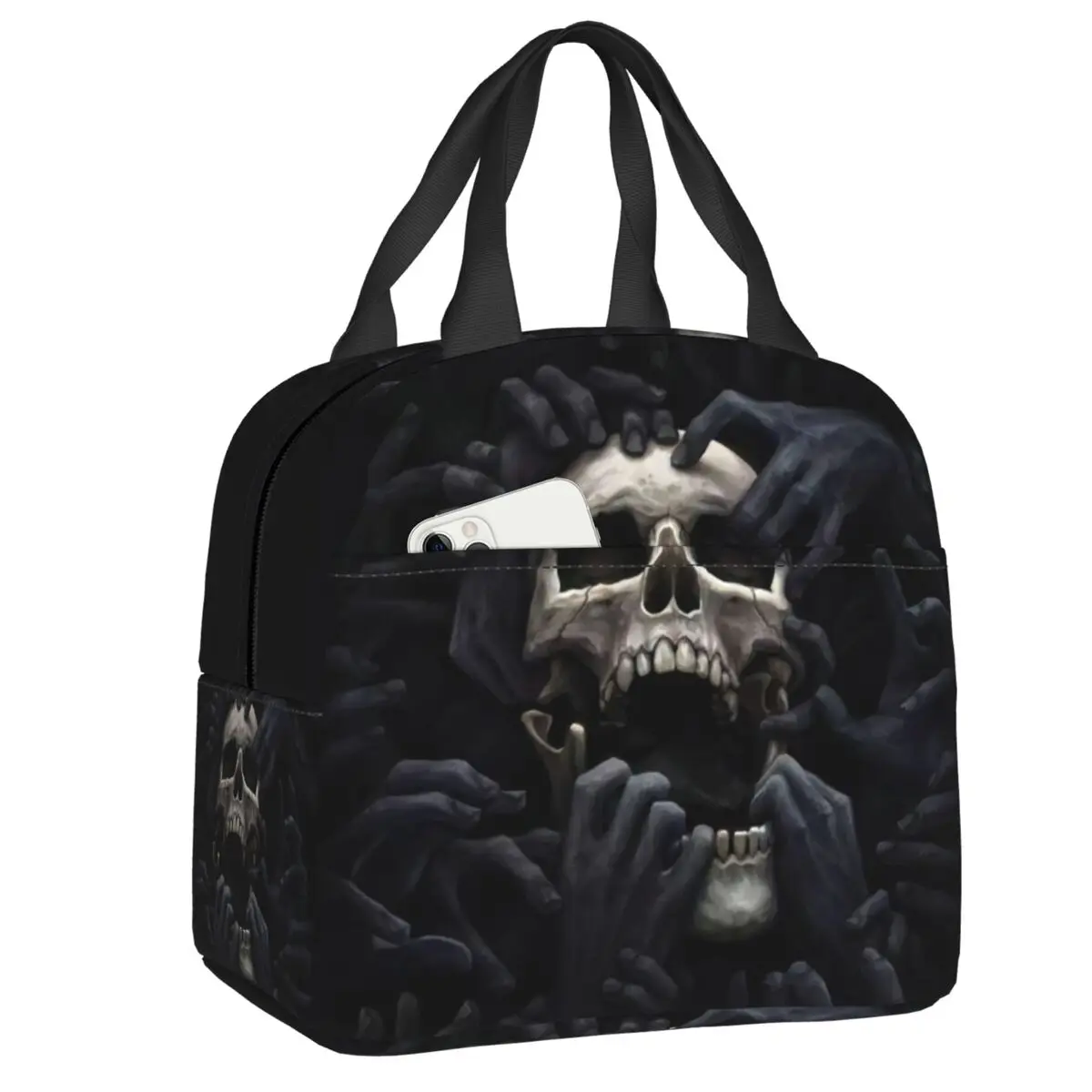 

Evil Hands Skull Lunch Bag Leakproof Halloween Gothic Skeleton Thermal Cooler Insulated Lunch Box For Women Kids Food Tote Bags