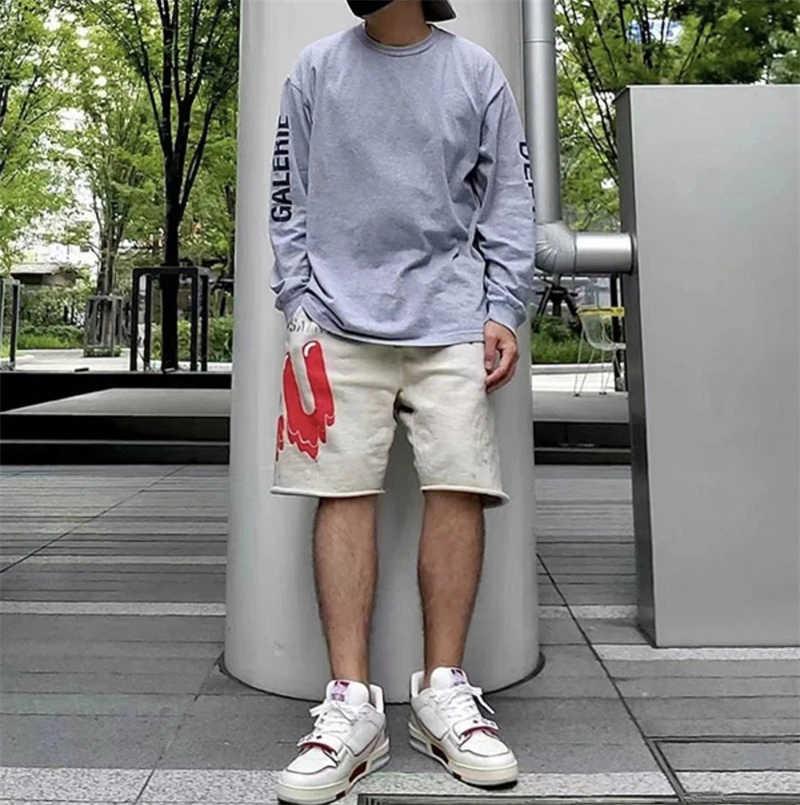 Новые винтажные шорты с принтом Love потертые высокого качества в японском стиле