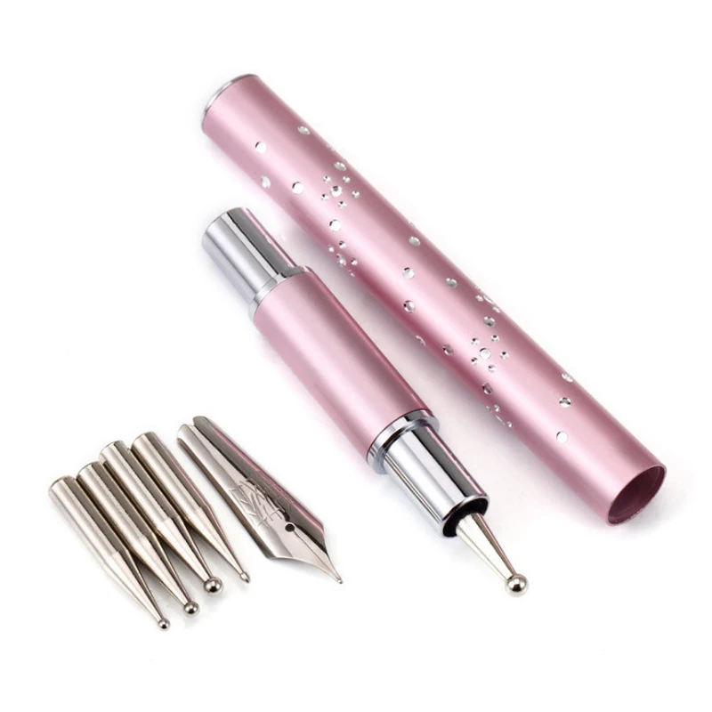 

Nail Art Pen with 5pcs different pen head Carving UV Gel Pen With Builder Painting Lines Liner Drawing Pen Manicure Tools