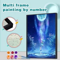 gatyztory painting by numbers night scenery kits multi aluminium frame handpainted wall art lovers drawing on color canvas