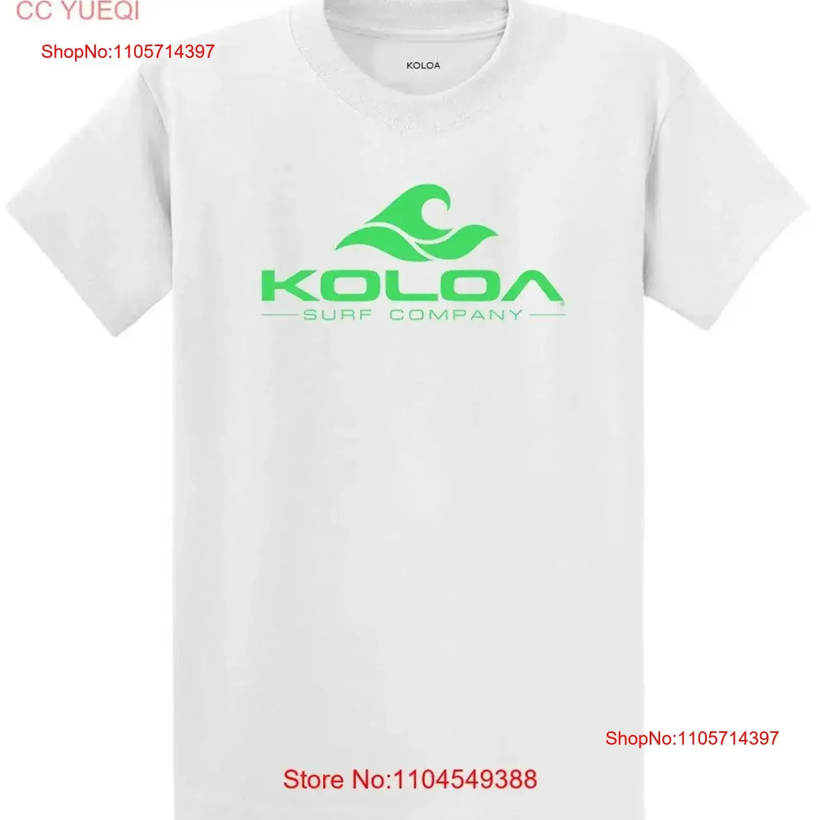 Фото Футболка мужская Koloa Surf Co Classic Wave Heavyweight из 100% хлопка, бело-зеленая, больших размеров, винтажная, с эффектом потертости, стильная, мягкая №1