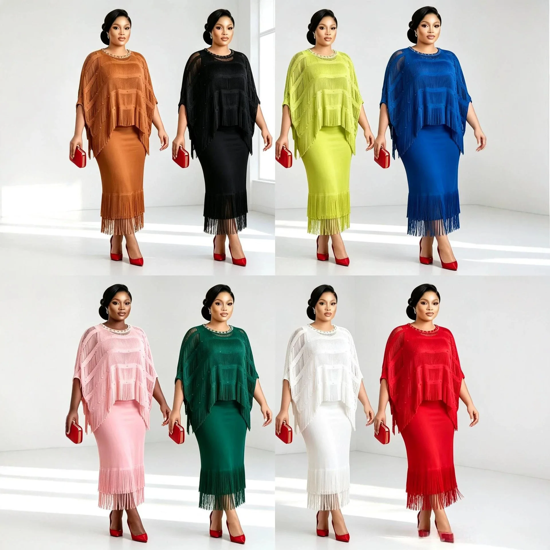 Модный плиссированный костюм Miyake с бахромой, летний новый комплект из двух предметов: асимметричный топ и юбка, облегающий силуэт (art.: 3920dc38d9369) - 3920dc38d9369