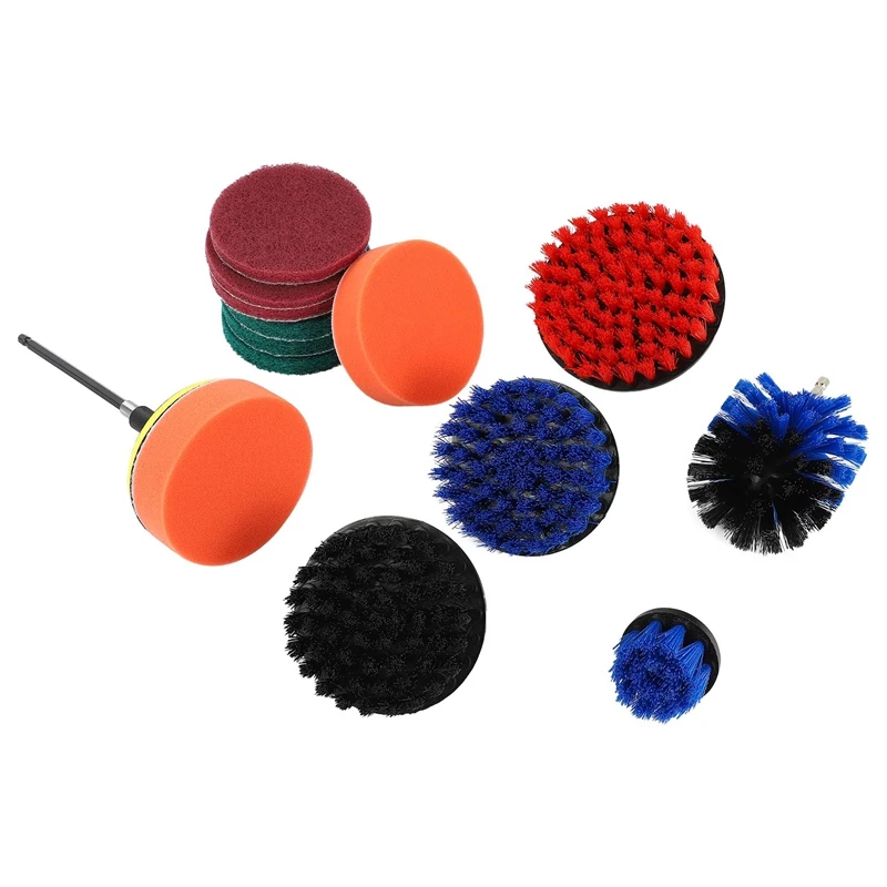 

15Pcs Drill Brush Power Scrubber Brush Cleaning Attachment Kit With Extender For Bathroom Surfaces Tub, Shower, Tile